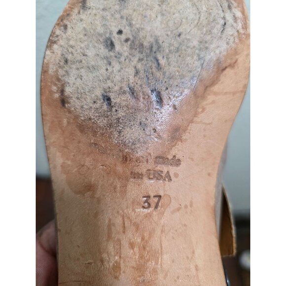 GYDWOQ Women's Tan Leather Ankle Strap Sandals Open Toe Size 37 - Picture 11 of 12